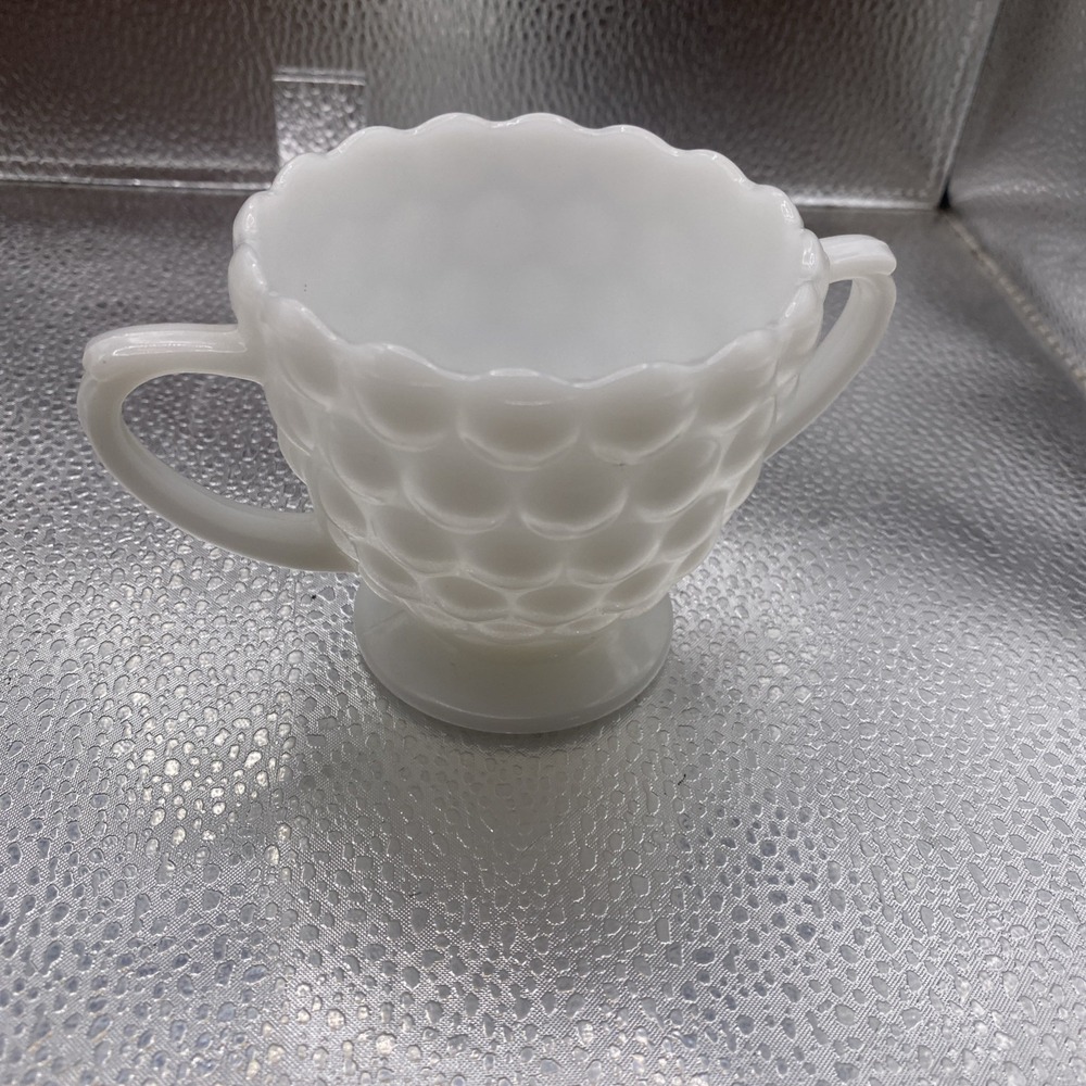 Vintage Anchor Hocking Hobnail Milk Glass Sugar Bowl Fire king Milk Glass